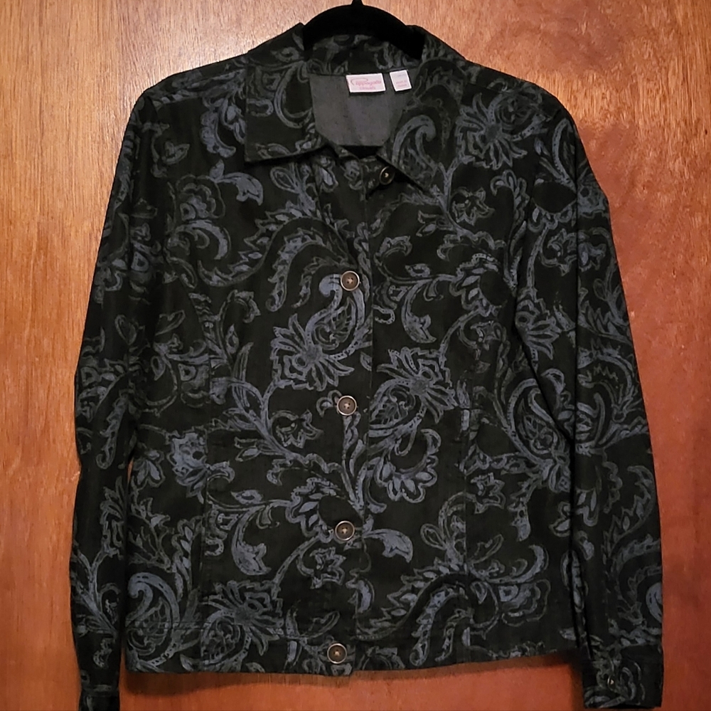 Vintage Pappagallo Black Denim Womens Shirt Size Medium